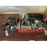 ** WITHDRAWN ** BOX CONTAINING COSTUME JEWELLERY AND WRIST WATCHES BY PANERAI FIRENZE