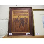 WOODEN PICTURE WITH MARQUETRY INLAY