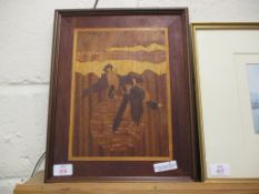 WOODEN PICTURE WITH MARQUETRY INLAY