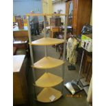 MODERN REPRODUCTION CORNER WHATNOT OF FIVE TIERS, 56CM WIDE