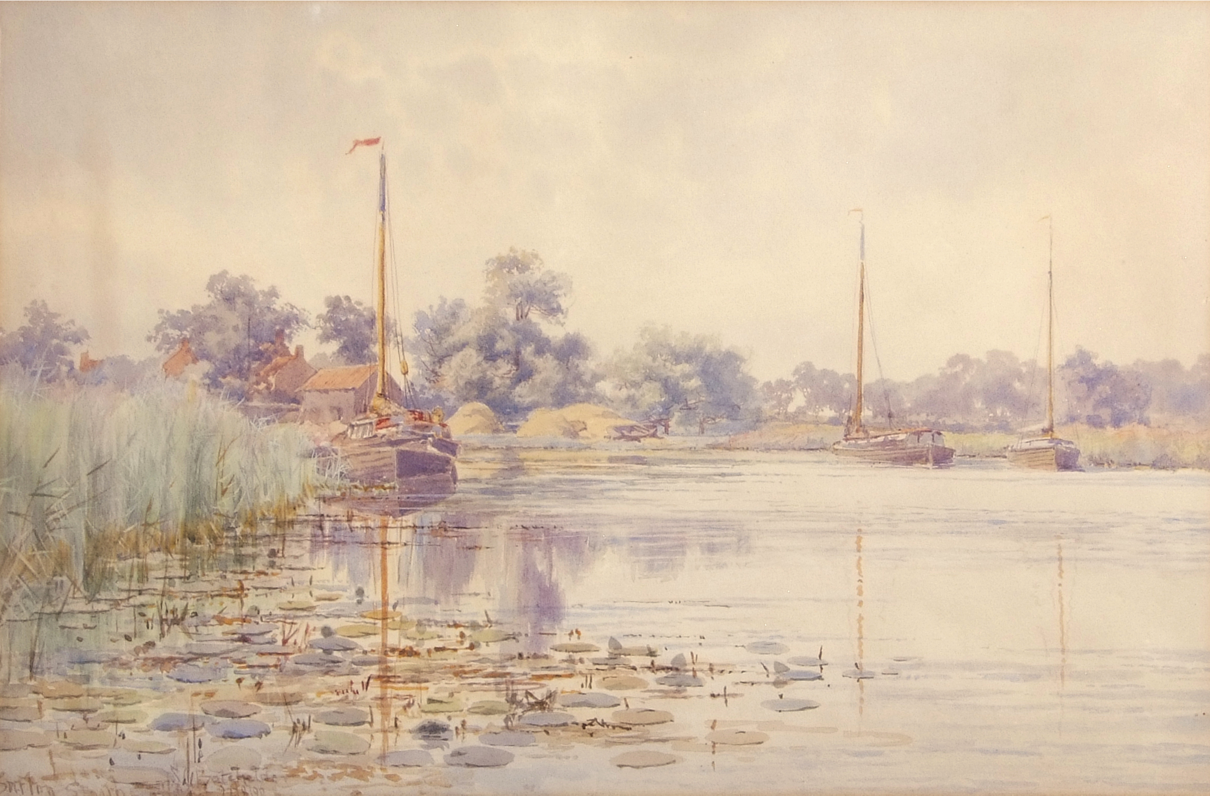 Stephen John Batchelder (1849-1932), "Barton Staithe", watercolour, signed, dated 22/8/90 and