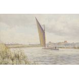 Stephen John Batchelder (1849-1932), "Herringfleet Bridge, River Waveney", watercolour, signed lower