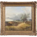 Samuel David Colkett (1800-1863), Landscape with figures in a lane, oil on panel, 29 x 31cm.