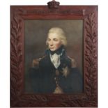 English School (20th century), Portrait of Lord Nelson, coloured print, 51 x 41cm, in heavy carved