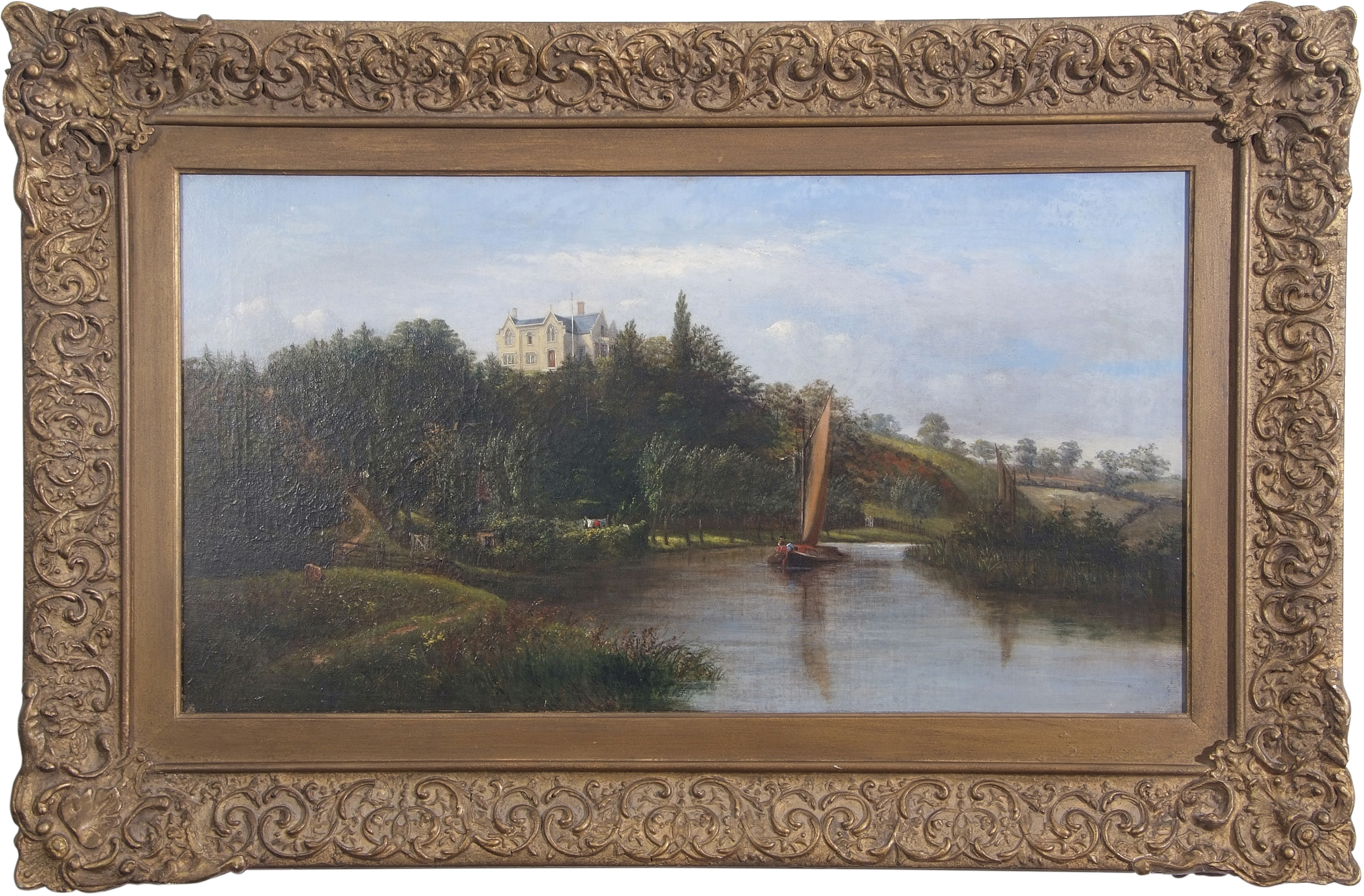 Victoria Colkett (19th century), "Hill House, Bramerton", oil on canvas, signed and inscribed with
