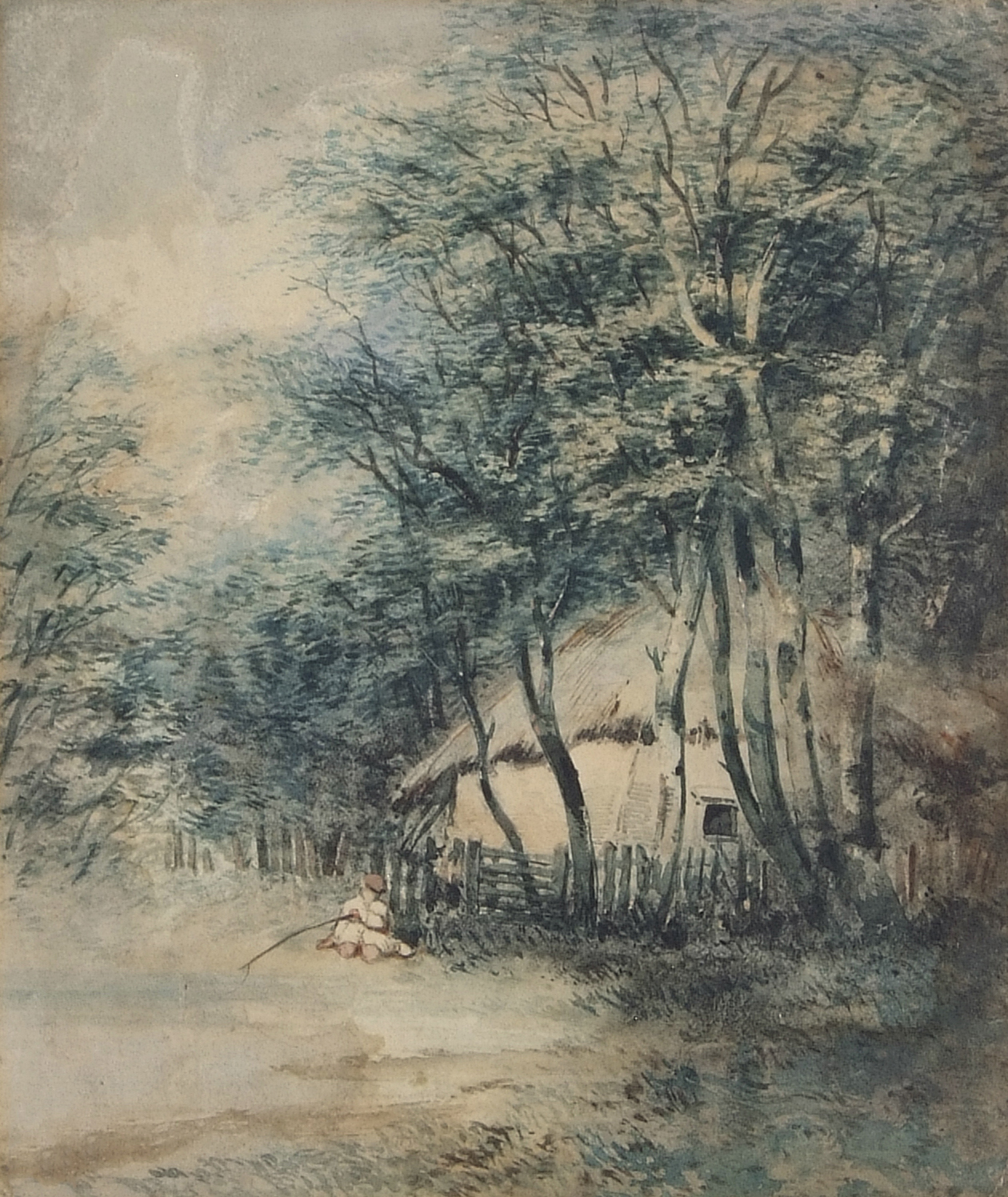 William Philip Barnes Freeman (1813-1897), Figure before a cottage, watercolour, 27 x 23cm