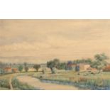 Victor Woodhouse (19th/20th century), View of Buxton Mill and Cottages, watercolour, signed lower