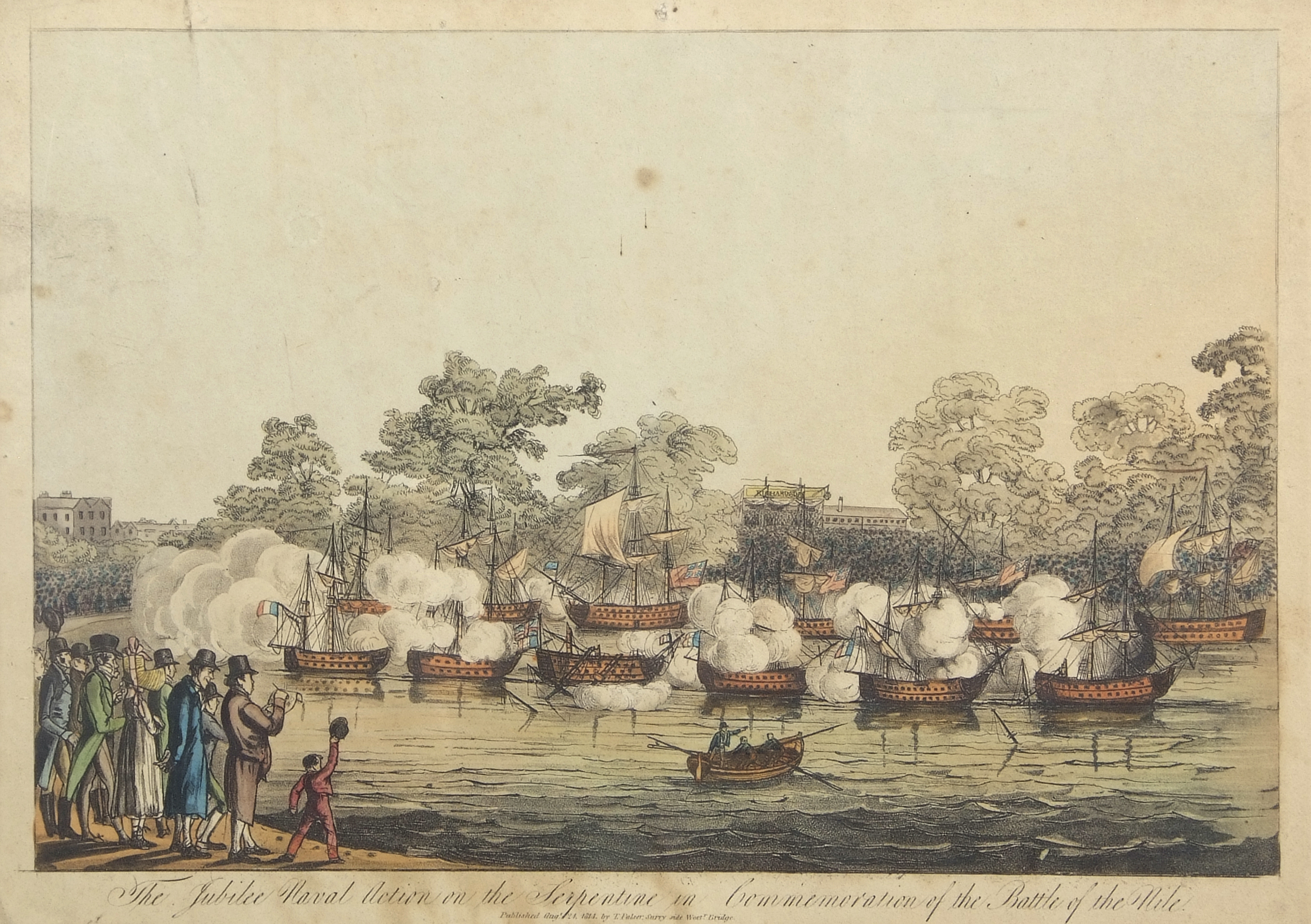 After J H Clark, engraved by M Dubourg, "The Fleet on the Serpentine River", hand coloured - Image 2 of 2