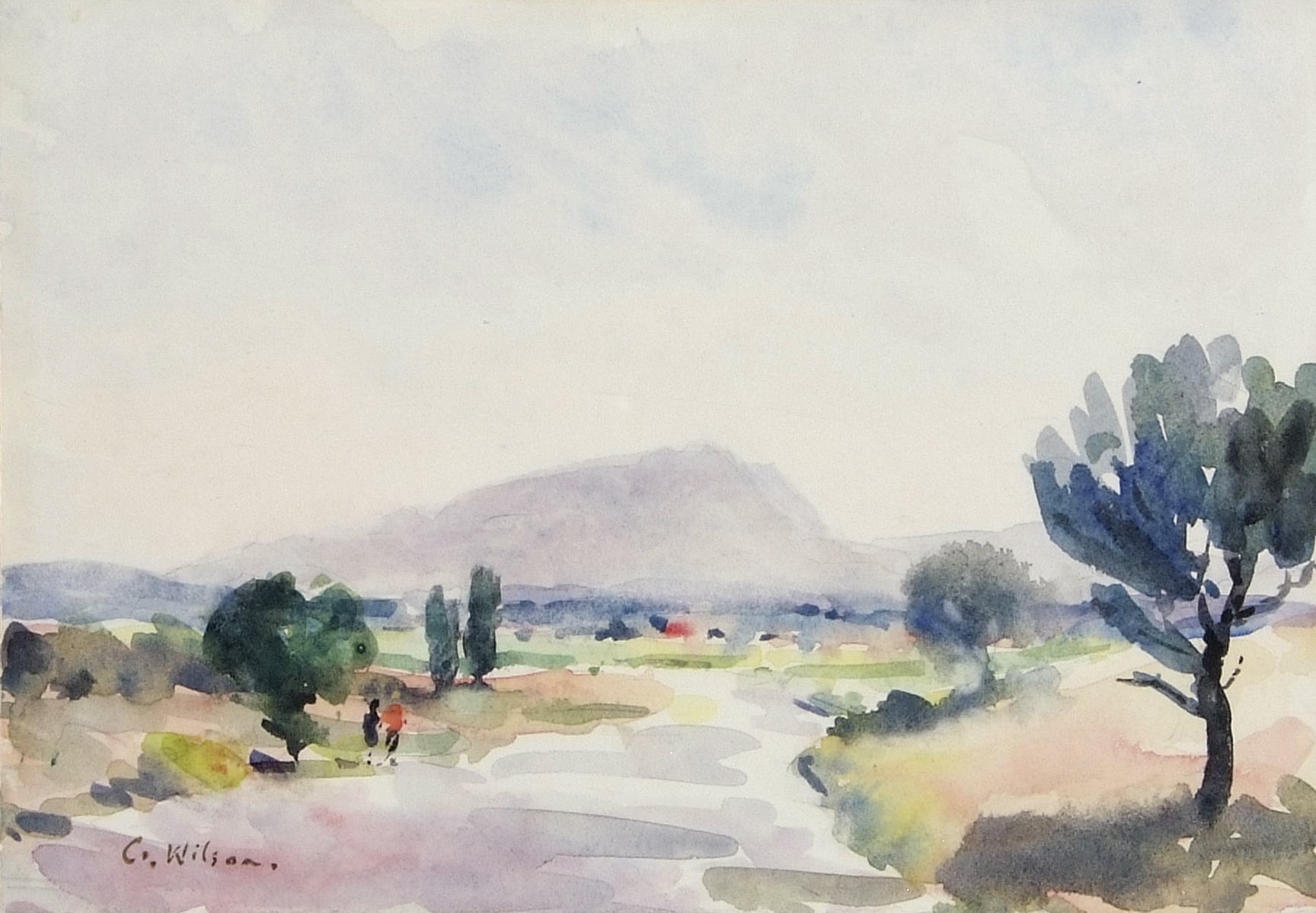•AR Geoffrey Wilson (1920-2010), Coastal scene and landscape, pair of watercolours, both signed, - Image 2 of 2