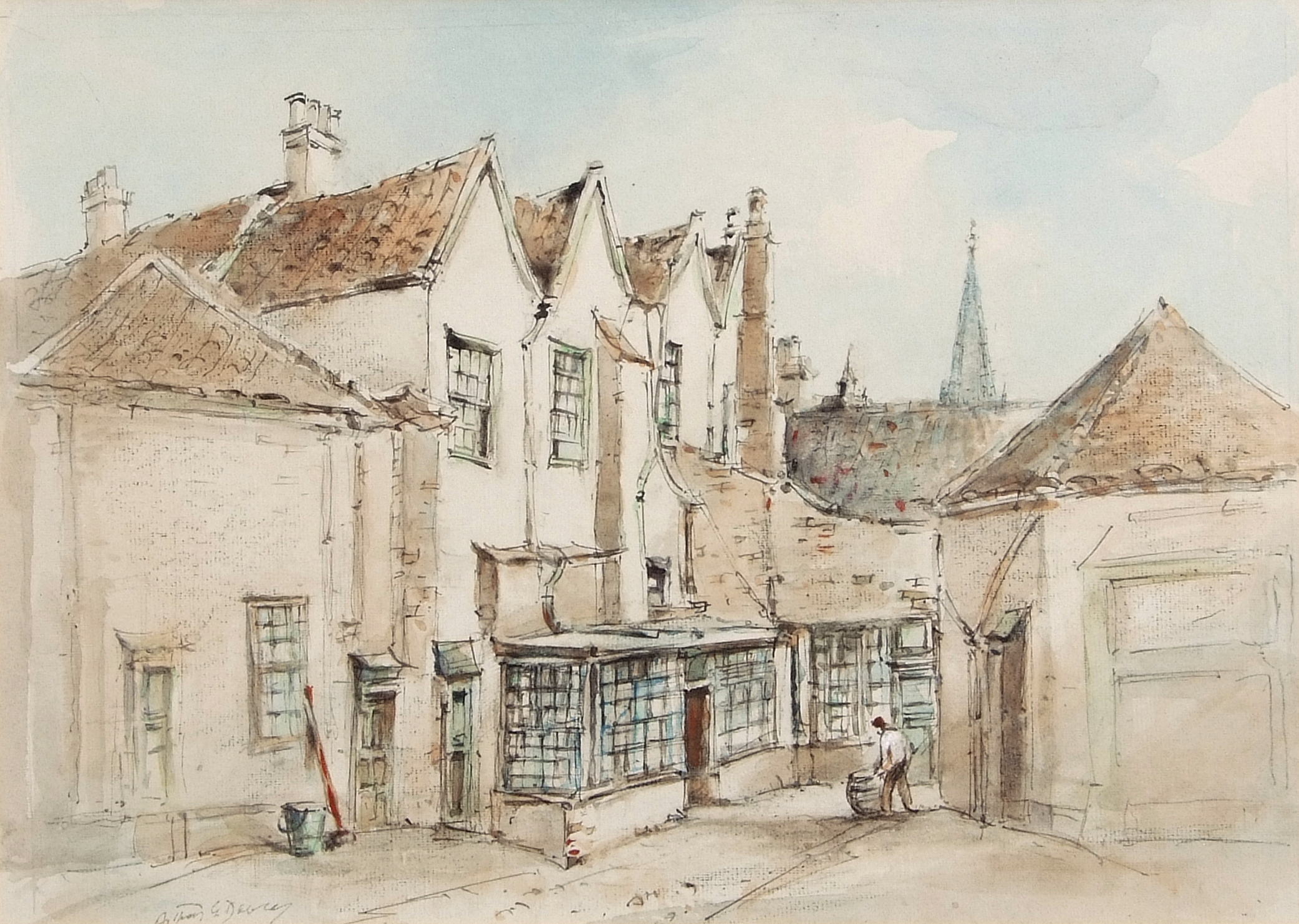 •AR Arthur Edward Davies, RBA, RCA (1893-1988), "Duke's Palace, Norwich", watercolour, signed