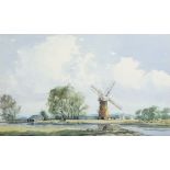 Graham Howlett (20th century), "The Red Mill, Thurne", watercolour, signed lower left, 32 x 52cm