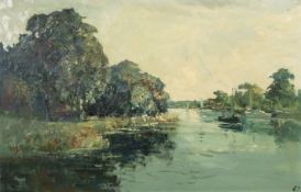 •AR Jack Cox (1914-2007), Norfolk River Scene, oil on board, signed lower right, 45 x 70cm