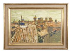 •AR Geoffrey Lefevre (born 1932) "Roofs from Les Amiens", oil on board, signed and dated 69 lower