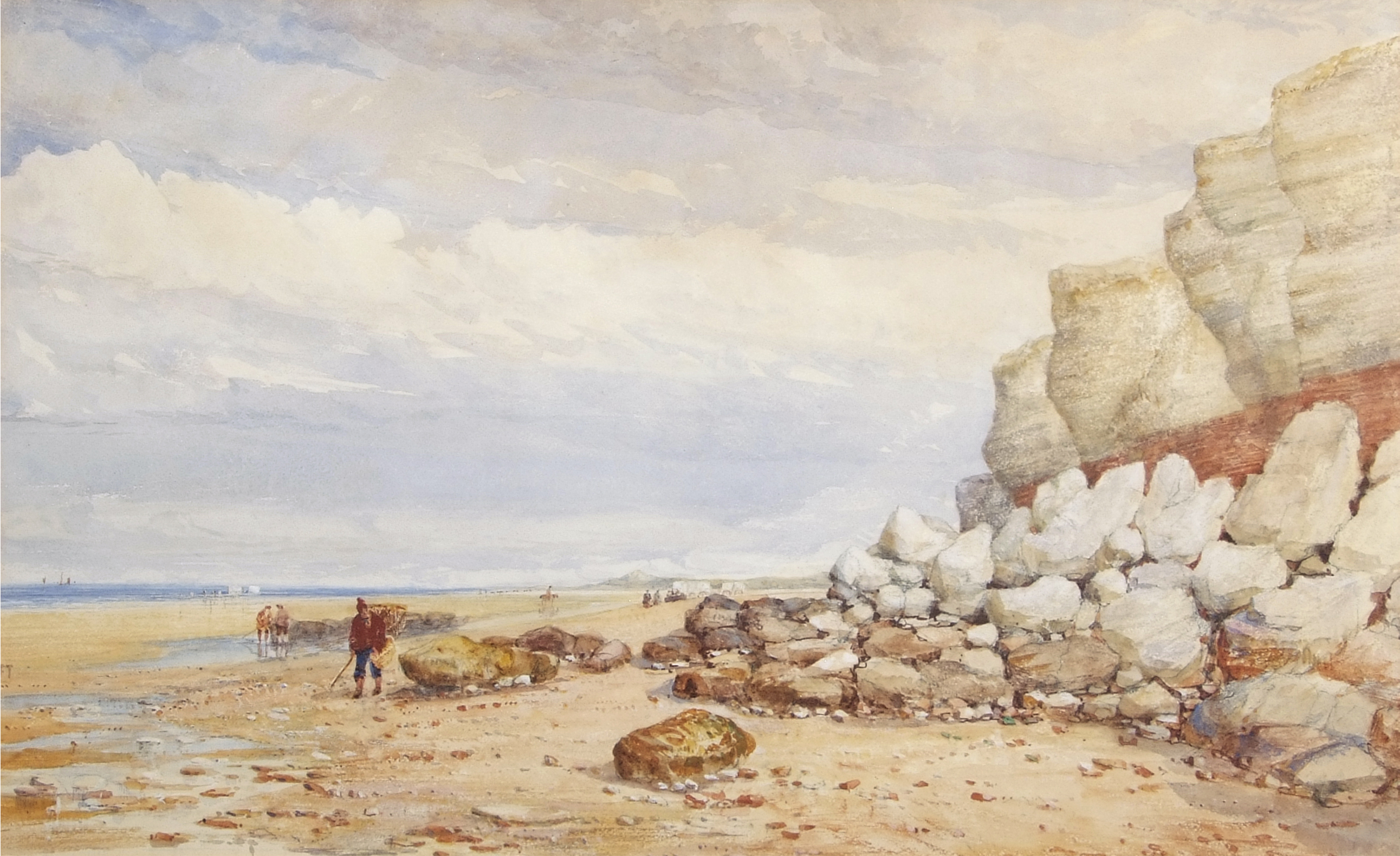 Thomas Lound (1801-1861), "Hunstanton Beach", watercolour, 45 x 73cm. Provenance: From the