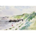 •AR Geoffrey Wilson (1920-2010), Coastal scene and landscape, pair of watercolours, both signed,