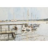 David Talks (contemporary), Boats in an estuary, watercolour, signed lower right, 31 x 44cm