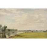 Attributed to George Thomas Rope (1845-1929), River landscape, oil on panel, 26 x 41cm