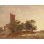 Joseph Geldart (1808-1882) "Caister Castle", oil on board, 17 x 22cm