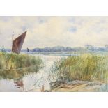 George Parsons Norman (1840-1914), Broadland scene, watercolour, signed lower right, 32 x 45cm