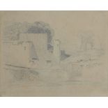 John Sell Cotman (1782-1842), Castle in River Landscape with Cattle, pencil drawing, 26 x 32cm,