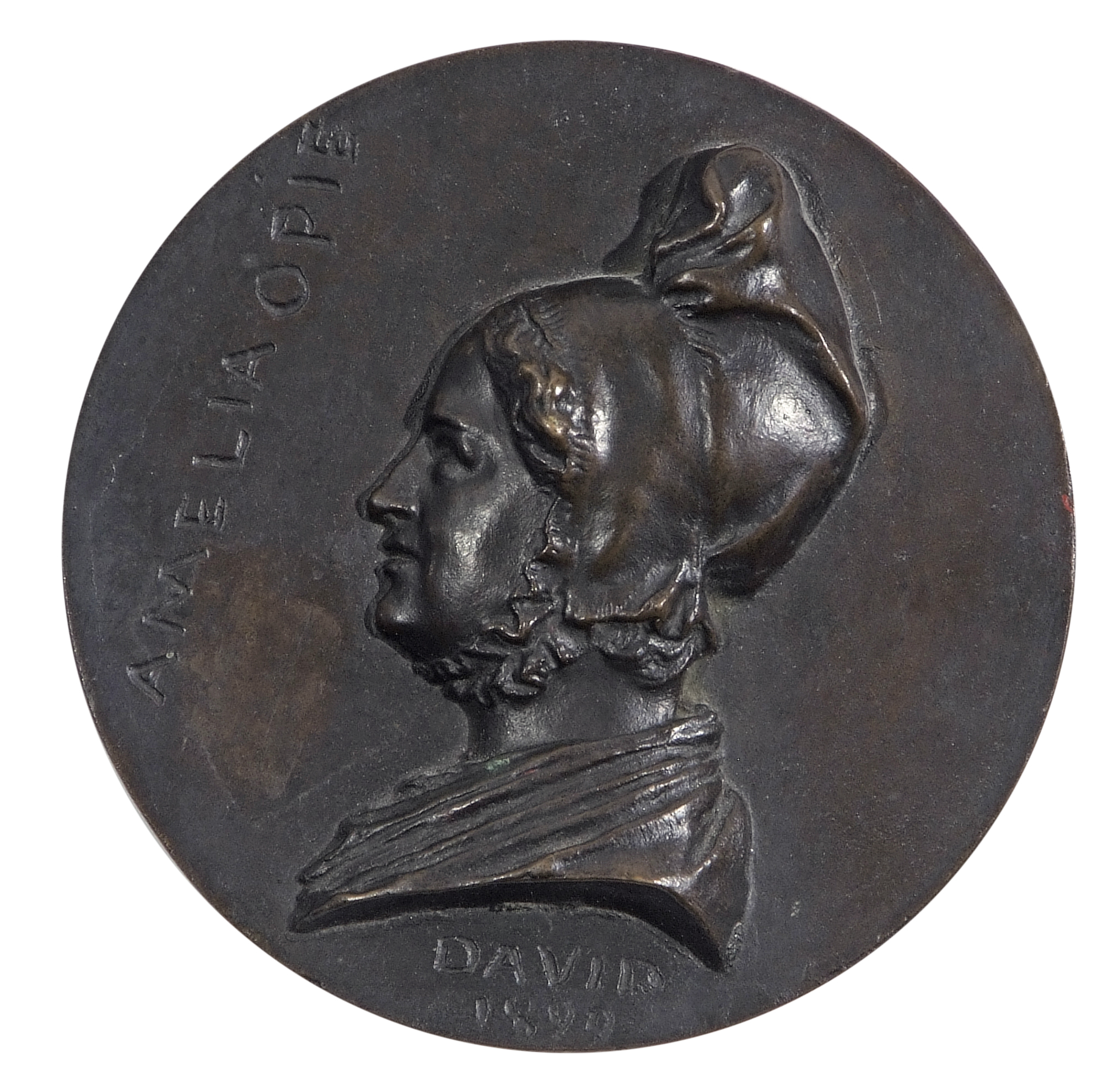 Pierre Jean David D'Angers (1788-1856), framed plaster medallion of Amelia Opie, together with a - Image 3 of 3