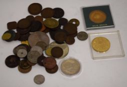 Box of various coins and medallions