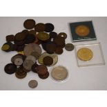 Box of various coins and medallions