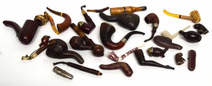 Box various vintage Meerschaum and other pipes
