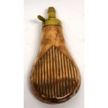 Vintage copper and brass powder flask, 18cm long