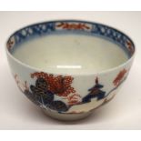 Lowestoft tea bowl with the dolls house pattern