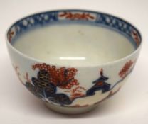 Lowestoft tea bowl with the dolls house pattern