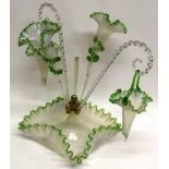 19th century opaline green glass epergne