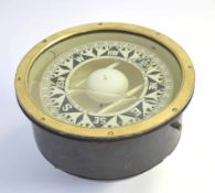 20th century large Naval gimball compass manufactured by Lilly & Reynolds, 27cm diam