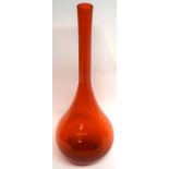 Amber coloured Orrefor Swedish glass vase with Orrefor sticker to side