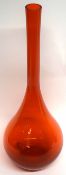 Amber coloured Orrefor Swedish glass vase with Orrefor sticker to side