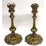Pair of silver plated decorative candlesticks, 26cm high
