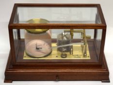 Mahogany cased barograph by Sewills of Liverpool, 37cm wide