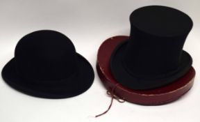 Dunn & Co bowler hat and a further "Extra Quality" top hat (2)