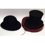 Dunn & Co bowler hat and a further "Extra Quality" top hat (2)