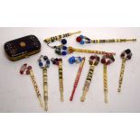 Collection of various vintage bone/ivory bobbins