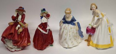 Group of Royal Doulton figures including Happy Birthday HN3095, Christmas Morn HN1992, Top of the