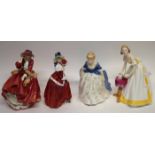 Group of Royal Doulton figures including Happy Birthday HN3095, Christmas Morn HN1992, Top of the