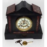 Victorian black marble mantel clock, 31cm wide