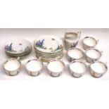 Part Crown Staffordshire mid-20th century tea set comprising 7 cups, saucers, milk jug, sugar bowl