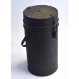 20th century British lidded black thermos flask dated 1967 with crows foot arrow stamp to base, 37cm