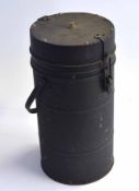 20th century British lidded black thermos flask dated 1967 with crows foot arrow stamp to base, 37cm