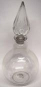 Large early 19th century chemists jar with faceted teardrop stopper, 58cm high