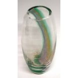 Murano vase with turquoise stripe, Murano sticker to side
