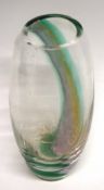 Murano vase with turquoise stripe, Murano sticker to side