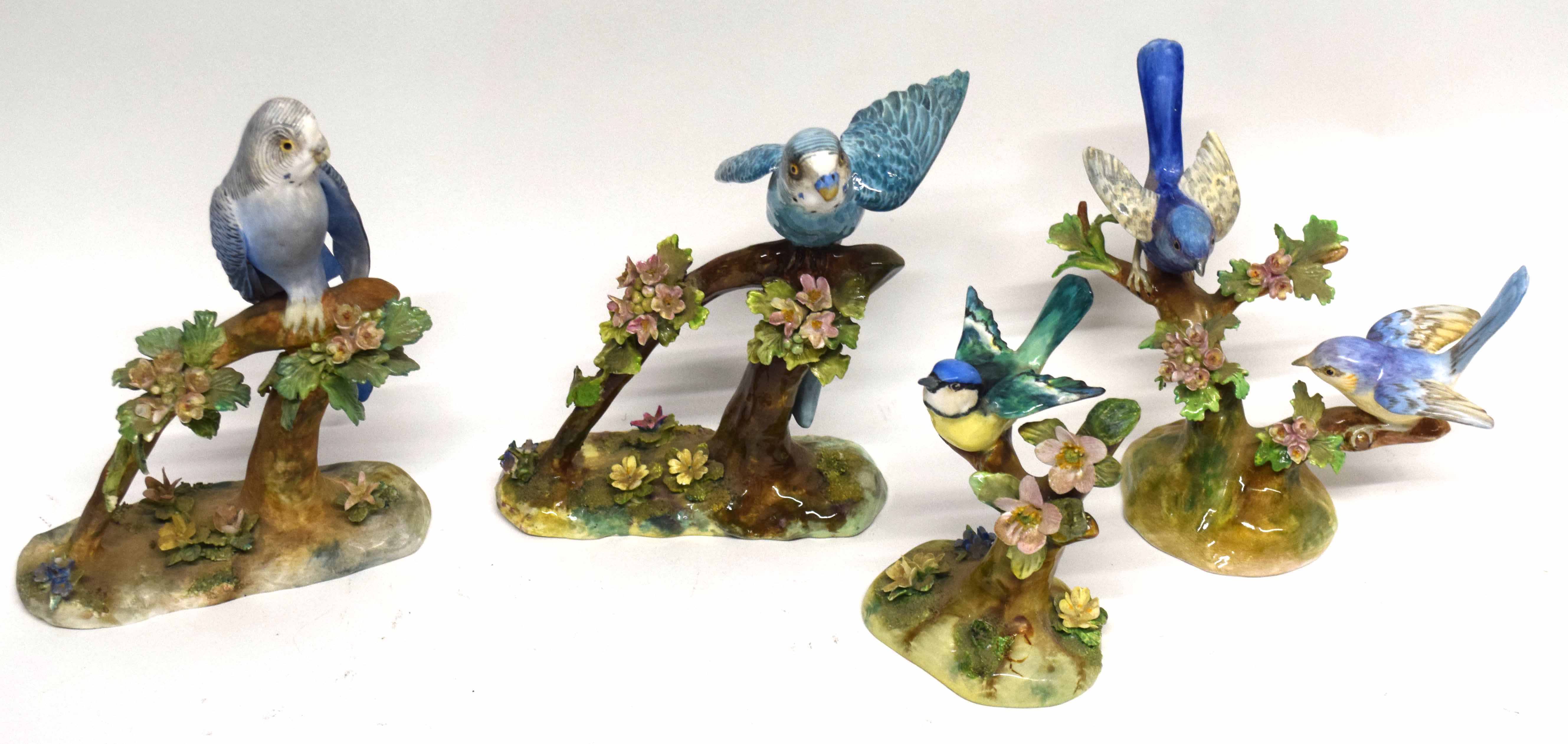Group of bird studies modelled by J T Jones for Staffordshire Crown china, including two models of